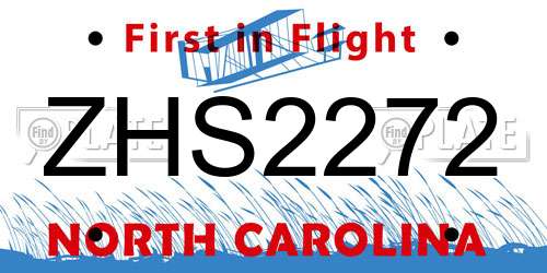 ZHS2272 North Carolina License Plate