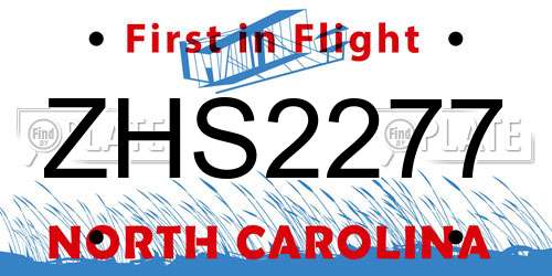 ZHS2277 North Carolina License Plate