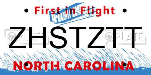 ZHSTZTT North Carolina License Plate