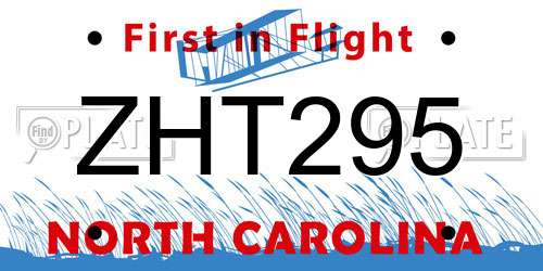 ZHT295 North Carolina License Plate