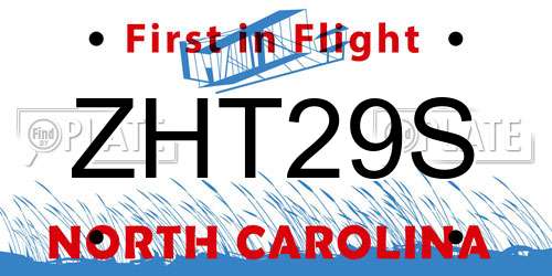 ZHT29S North Carolina License Plate