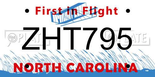 ZHT795 North Carolina License Plate