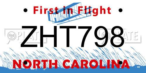 ZHT798 North Carolina License Plate