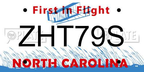ZHT79S North Carolina License Plate