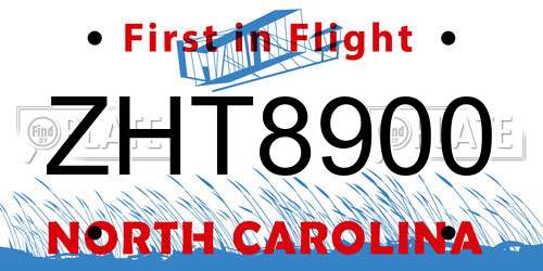 ZHT8900 North Carolina License Plate