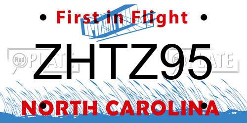 ZHTZ95 North Carolina License Plate