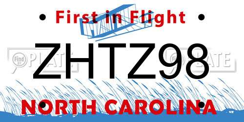 ZHTZ98 North Carolina License Plate