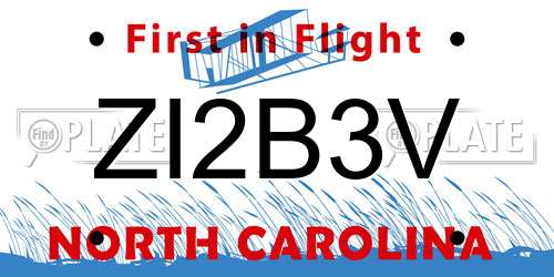 ZI2B3V North Carolina License Plate