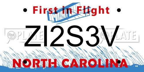 ZI2S3V North Carolina License Plate