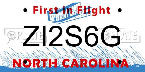 ZI2S6G North Carolina License Plate