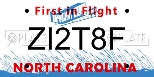 ZI2T8F North Carolina License Plate