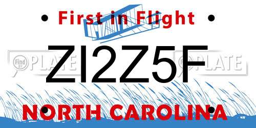 ZI2Z5F North Carolina License Plate