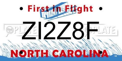 ZI2Z8F North Carolina License Plate