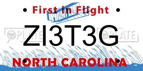 ZI3T3G North Carolina License Plate