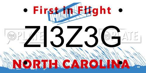 ZI3Z3G North Carolina License Plate