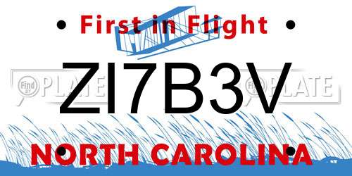 ZI7B3V North Carolina License Plate