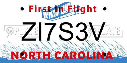 ZI7S3V North Carolina License Plate