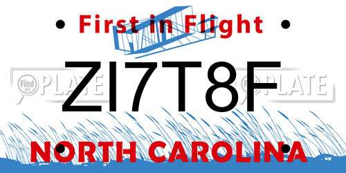 ZI7T8F North Carolina License Plate