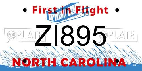 ZI895 North Carolina License Plate