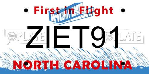 ZIET91 North Carolina License Plate
