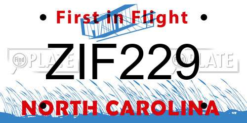 ZIF229 North Carolina License Plate
