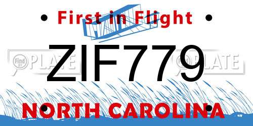 ZIF779 North Carolina License Plate