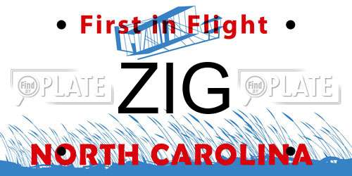 ZIG North Carolina License Plate