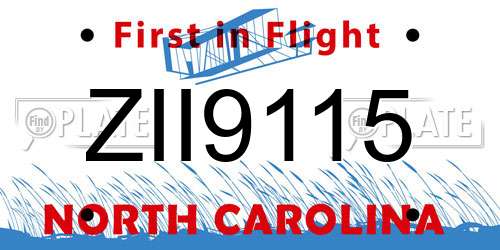 ZII9115 North Carolina License Plate