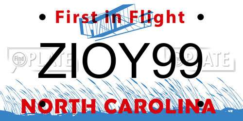 ZIOY99 North Carolina License Plate