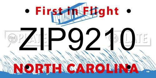 ZIP9210 North Carolina License Plate