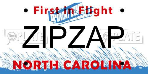 ZIPZAP North Carolina License Plate