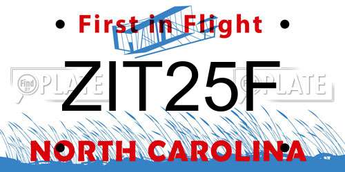 ZIT25F North Carolina License Plate