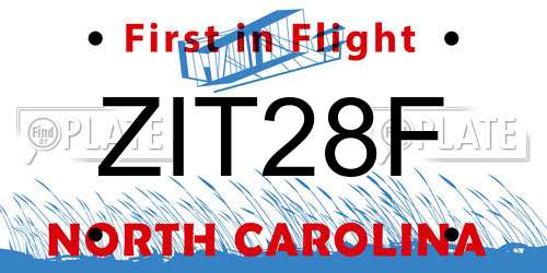 ZIT28F North Carolina License Plate