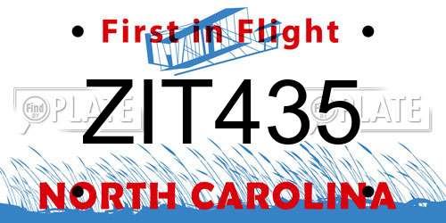 ZIT435 North Carolina License Plate