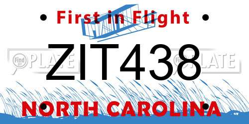 ZIT438 North Carolina License Plate