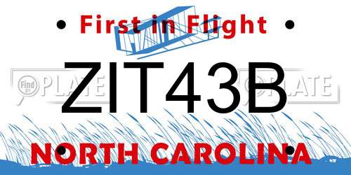 ZIT43B North Carolina License Plate