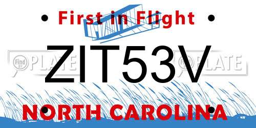 ZIT53V North Carolina License Plate