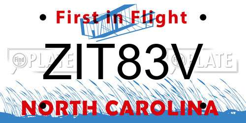 ZIT83V North Carolina License Plate