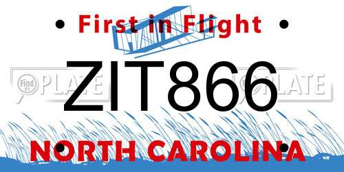 ZIT866 North Carolina License Plate