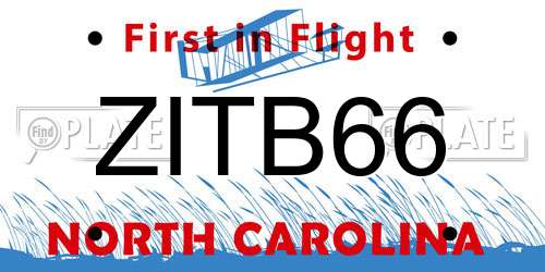 ZITB66 North Carolina License Plate