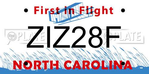 ZIZ28F North Carolina License Plate