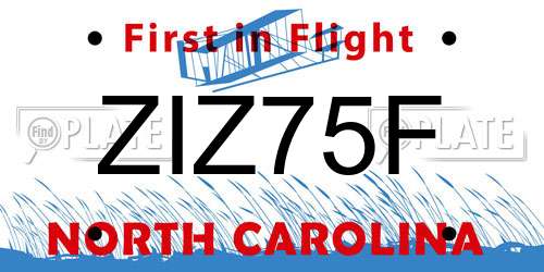 ZIZ75F North Carolina License Plate
