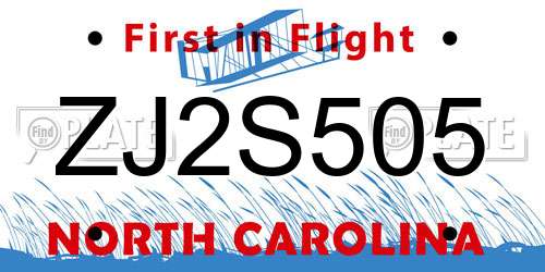 ZJ2S505 North Carolina License Plate