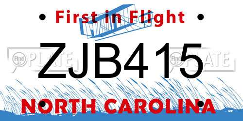 ZJB415 North Carolina License Plate