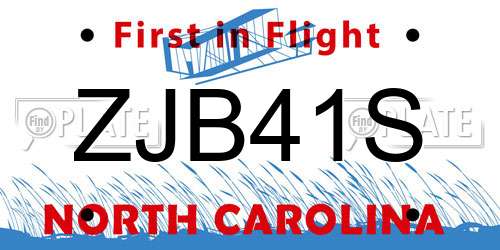 ZJB41S North Carolina License Plate