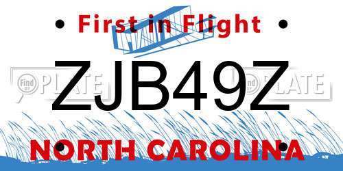 ZJB49Z North Carolina License Plate