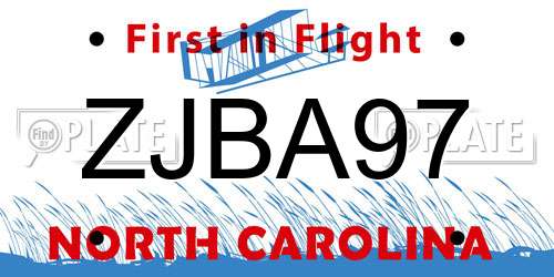 ZJBA97 North Carolina License Plate