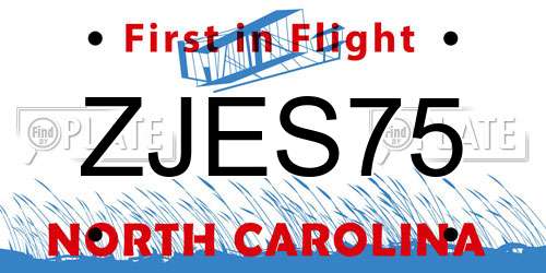 ZJES75 North Carolina License Plate