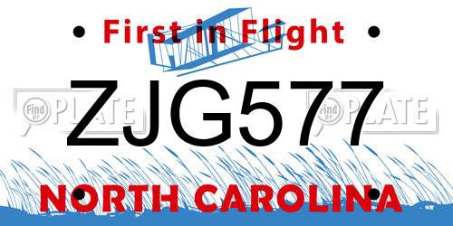 ZJG577 North Carolina License Plate