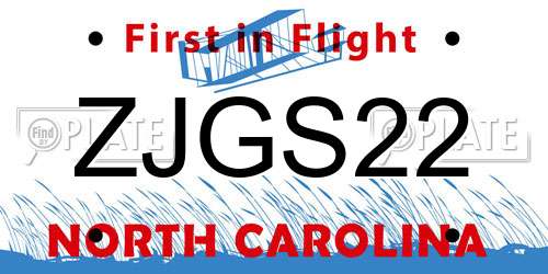 ZJGS22 North Carolina License Plate